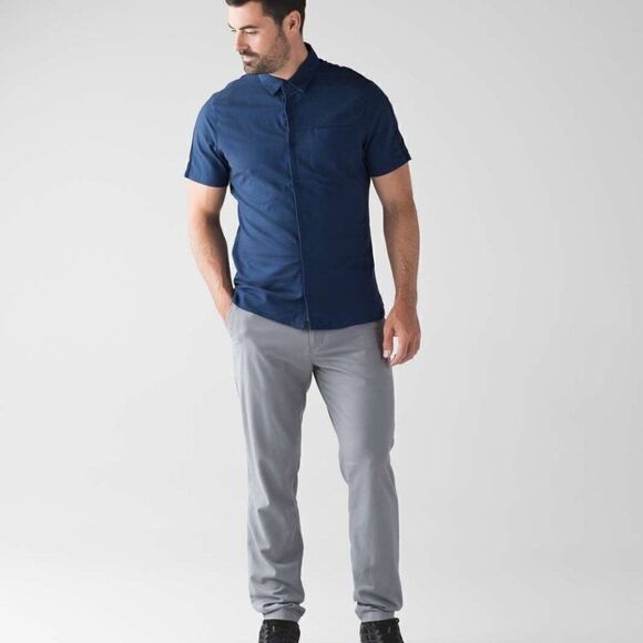 Lululemon | Men's Snap To It Short Sleeve Dark Cobalt / Deep Navy - Picture 1 of 10